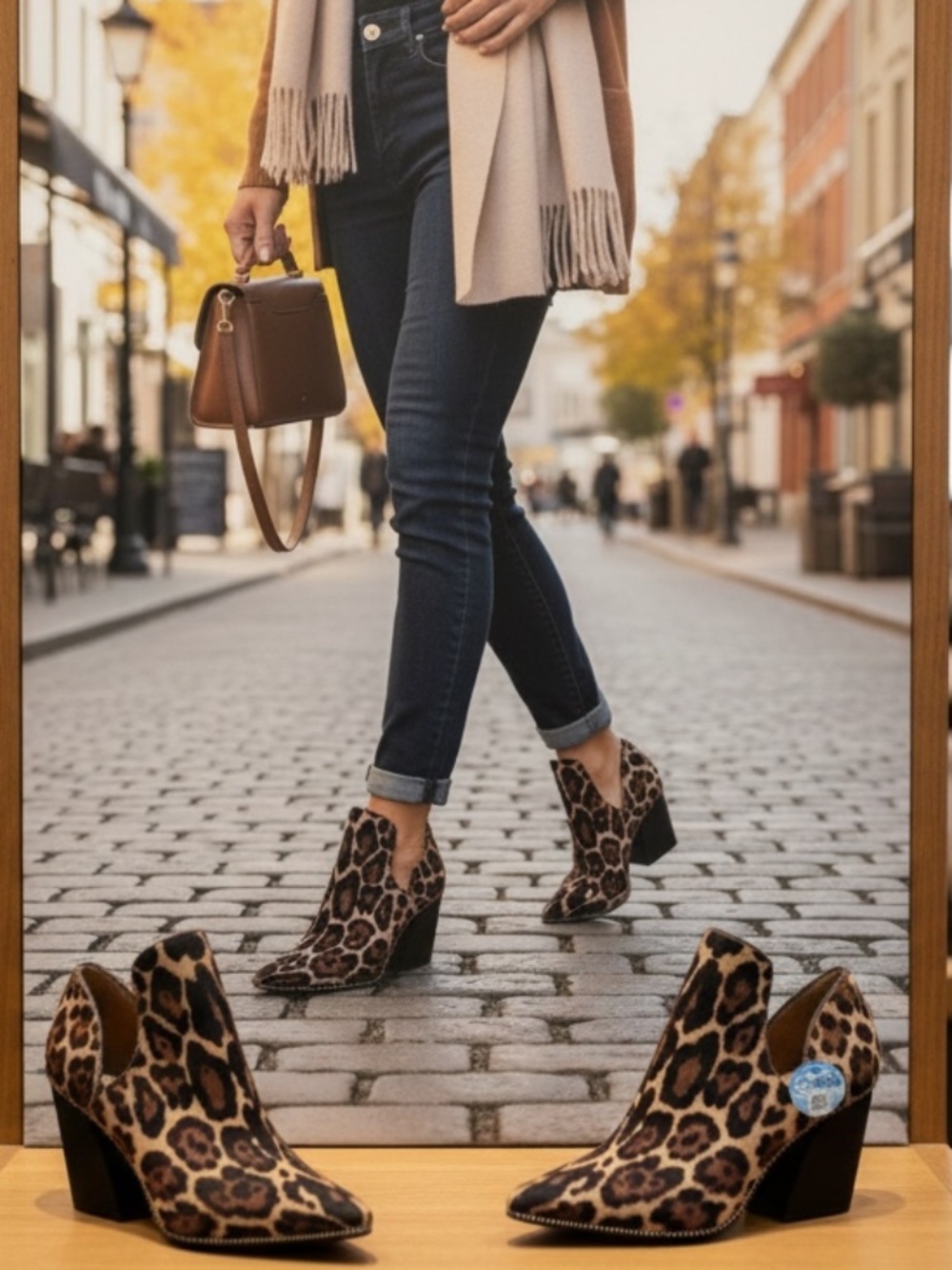 Antonio Melani Wadee Leopard Print Block Heel Western Ankle Boots Size 7.5 M
